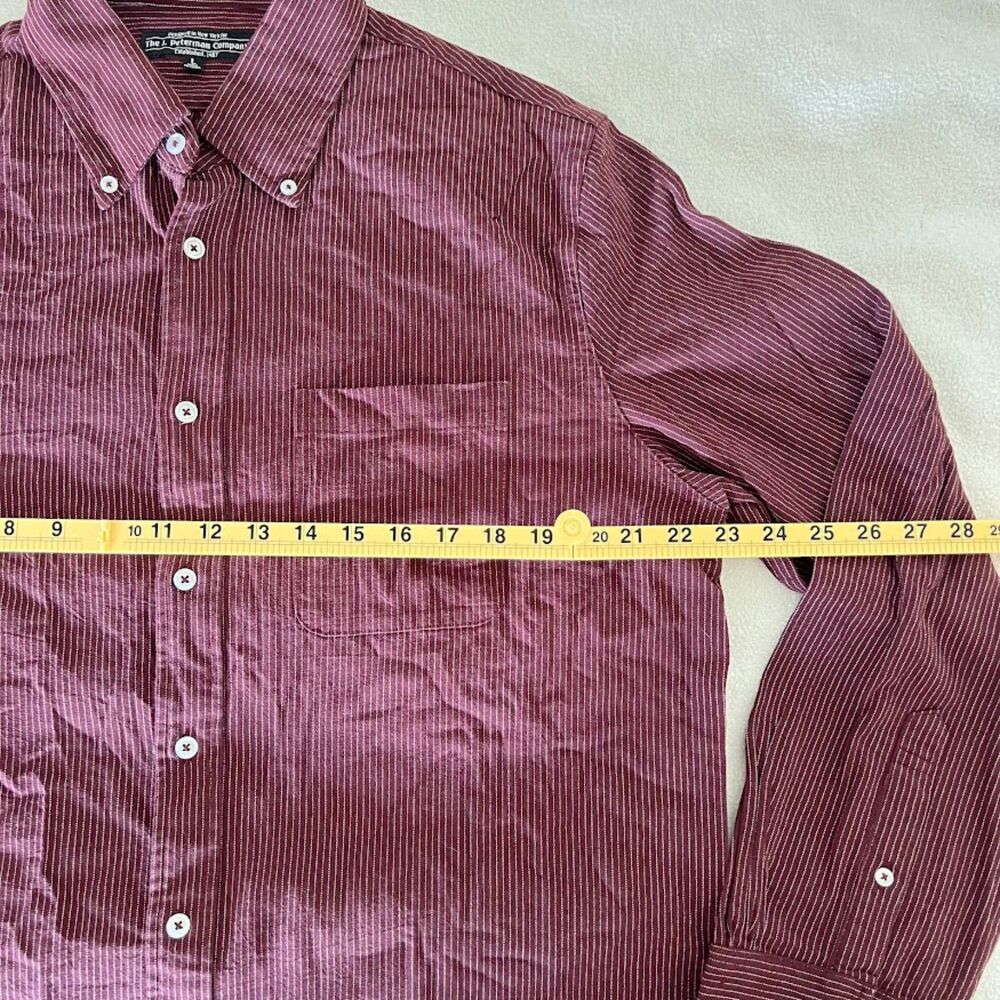 Men's J Peterman Company Shirt Dark Red w/ White Stripes, Size L - Picture 4 of 8